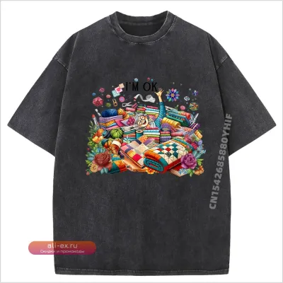 Летняя мужская рубашка "I'm Ok" с принтом в стиле Vaporwave