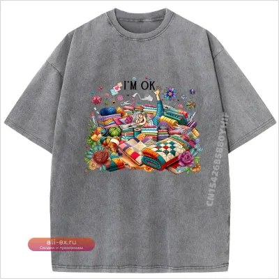 Летняя мужская рубашка "I'm Ok" с принтом в стиле Vaporwave