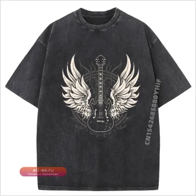 Футболка мужская оверсайз Guitar Wings Vintage Retro
