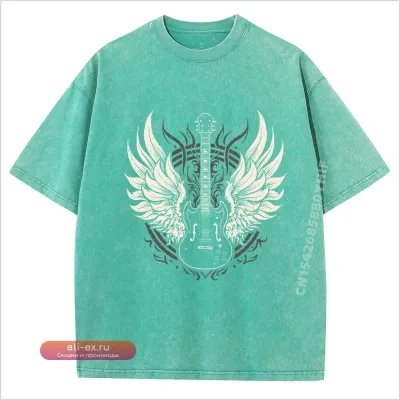 Футболка мужская оверсайз Guitar Wings Vintage Retro