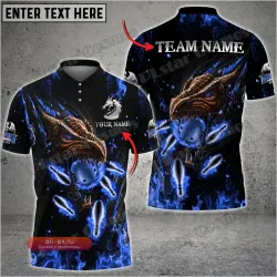 Поло мужское летнее с 3D принтом "Flame Dragon" и персонализацией