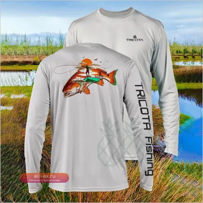 Рыболовная футболка с длинным рукавом UV UPF50, быстросохнущая, дышащая, для активного отдыха летом