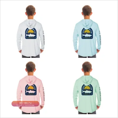 Детская летняя футболка для рыбалки с длинным рукавом и защитой UPF 50+