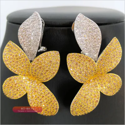 Серьги Missvikki "Листья" с цирконами для женщин