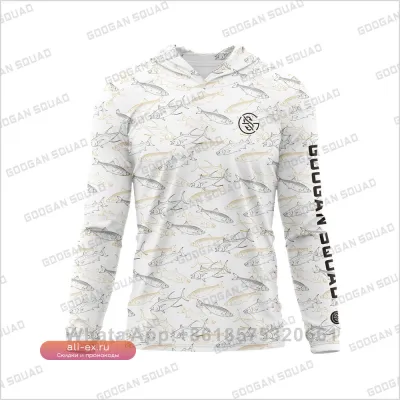 Мужская футболка с капюшоном Googan Squad UPF 50+ для защиты от солнца, быстросохнущая, с длинным рукавом, для рыбалки и плавания