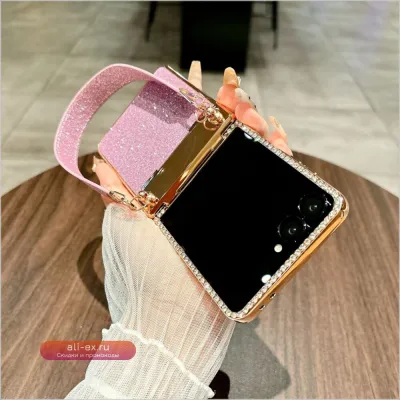 Чехол-браслет для Samsung Galaxy Z Flip 7/6/5/4/3 FE с бриллиантовым блеском