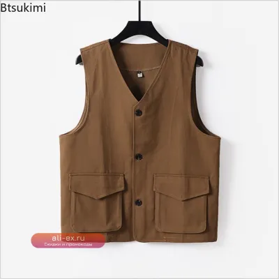 Мужской хлопковый жилет "Весна-Лето 2025" классический повседневный