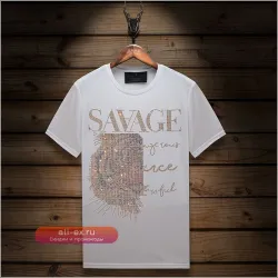 Футболка с принтом "Голова Тигра" Hot Diamond, мужская, летняя, короткий рукав, модная, большого размера, с принтом