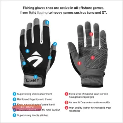 Рыболовные перчатки Noeby Offshore Jigging для джиговой ловли с защитой от порезов и УФ-излучения