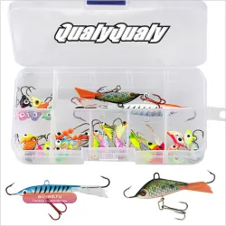 Набор миниатюрных приманок для зимней рыбалки 38 шт., 1.1-10г, светящаяся головка, для судака и окуня