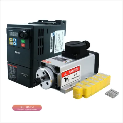 Шпиндель ER20 2.2 кВт с воздушным охлаждением 24000 об/мин 220В для ЧПУ станков: гравировка, фрезерная обработка дерева и рекламы