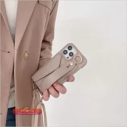 Кожаный чехол-кошелек Crossbody для iPhone 17/16/15/14/13/12/11 Pro Max с ремешком на запястье и слотом для карт