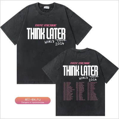Футболка Washed Vintage Tate Mcrae Think Later World Tour Y2k