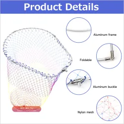 Складная рыболовная сеть SANLIKE с раздвижной рамой из алюминиевого сплава и нейлоновой сеткой (12 мм)