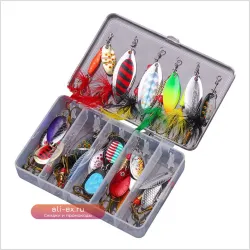 Набор 20 металлических блесен-спиннеров для рыбалки на окуня, форель, лосося с ящиком