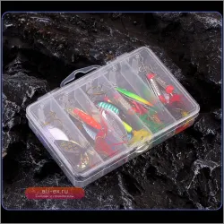 Набор 20 металлических блесен-спиннеров для рыбалки на окуня, форель, лосося с ящиком