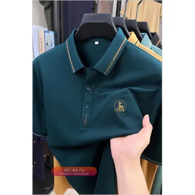 Мужская белая футболка поло с вышитым логотипом, короткий рукав, хлопок, дышащая, стильная, для лета