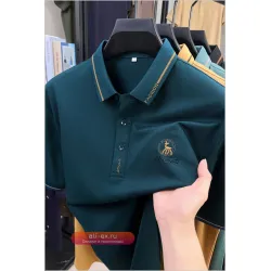 Мужская белая футболка поло с вышитым логотипом, короткий рукав, хлопок, дышащая, стильная, для лета