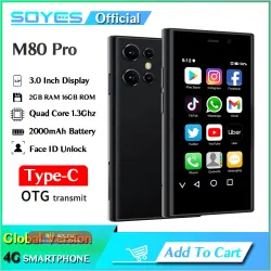 SOYES M80 Pro 4G Mini Смартфон 3", 2/16GB, Android 9.0, Face ID, Wi-Fi