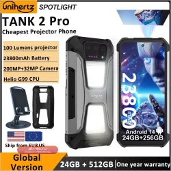 Unihertz Tank 2 PRO: Защищённый смартфон с проектором, 23800 мАч, 24GB+512GB, Android 14, 100MP, NFC, 120W