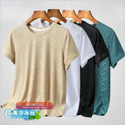 Мужская футболка с коротким рукавом и круглым воротом из жаккарда "Luxury New"