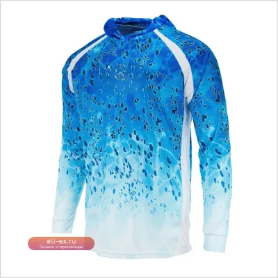 Футболка с длинным рукавом для рыбалки 2025: мужская, летняя, с капюшоном, защита от солнца, дышащая