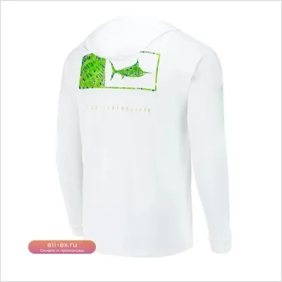 Футболка с длинным рукавом для рыбалки 2025: мужская, летняя, с капюшоном, защита от солнца, дышащая