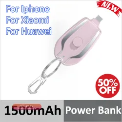 Портативный Power Bank 1500mAh для iPhone, Xiaomi, Huawei с креплением-брелком