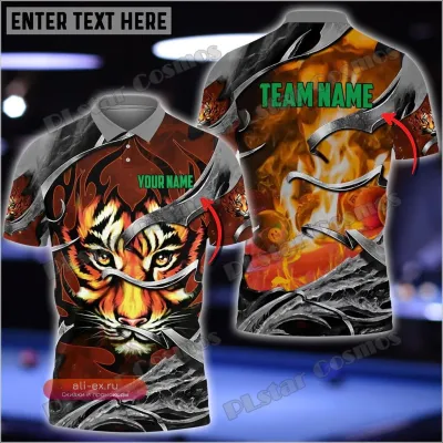 Поло с 3D принтом "Тигриный Череп" с персонализированным именем, летнее унисекс WK144