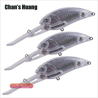 Chan's Huang 5 шт. неокрашенных воблеров-кранкбейтов для глубоководной рыбалки 15 см, 37 г