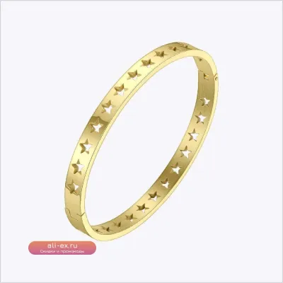 Браслет-манжета ENFASHION "Полые звезды" из нержавеющей стали с золотым покрытием для женщин, подарок подруге