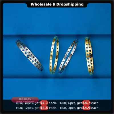 Браслет-манжета ENFASHION "Полые звезды" из нержавеющей стали с золотым покрытием для женщин, подарок подруге