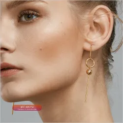 Серьги женские Enfashion Geometric Long Circle Dot Dangle Gold Resin