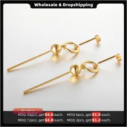 Серьги женские Enfashion Geometric Long Circle Dot Dangle Gold Resin