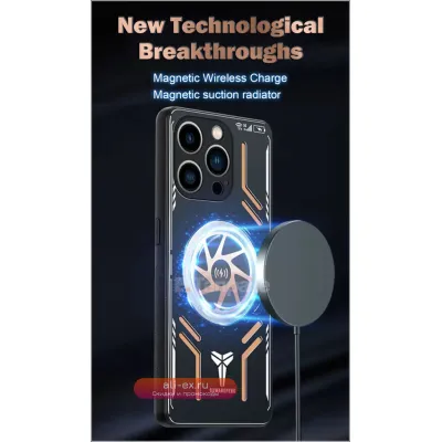 Металлическая охлаждающая чехол-накладка с беспроводной зарядкой MagSafe для iPhone 16/15/14/13/12/11 Pro Max Plus X XR XS