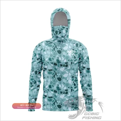 Летняя удлиненная рубашка GG New Gear для рыбалки с капюшоном, защитой от УФ-лучей 50+ и быстрой сушкой