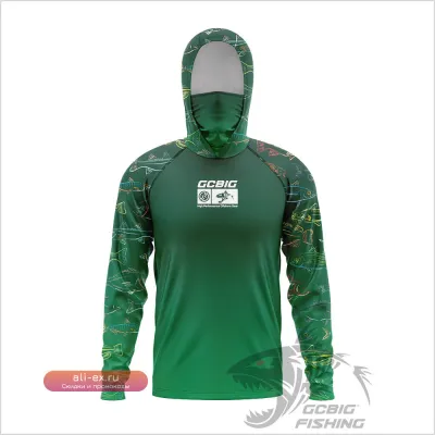 Летняя удлиненная рубашка GG New Gear для рыбалки с капюшоном, защитой от УФ-лучей 50+ и быстрой сушкой