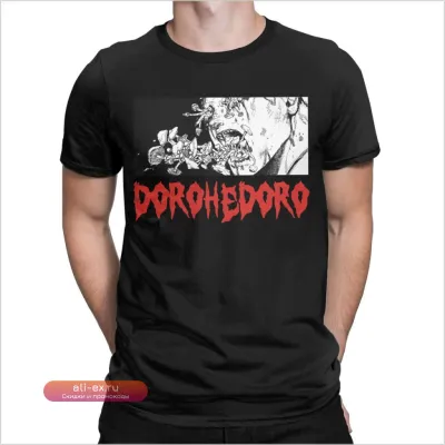 Футболка En's Mushroom Magix Dorohedoro Kaiman Noi Nikaido Black Metal Аниме Хлопок Мужская