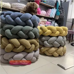 Роскошный круглый двусторонний лежак для собак и кошек с съемным чехлом