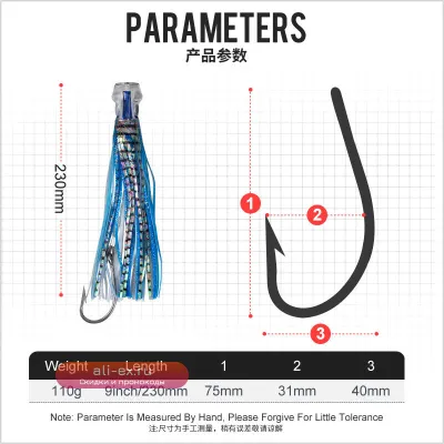 Спиннинговая приманка TEASER TR002 110г Deep Sea UV для троллинга на тунца и марлина