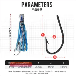 Спиннинговая приманка TEASER TR002 110г Deep Sea UV для троллинга на тунца и марлина