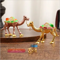 Шкатулка для мини-украшений с инкрустацией драгоценными камнями, органайзер в форме изысканного верблюда, держатель для серег и колец, уникальный подарок на праздник