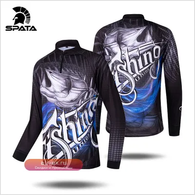 Рыболовная футболка SPATA 2025 с длинным рукавом, анти-УФ защитой от солнца, быстросохнущая, для активного отдыха