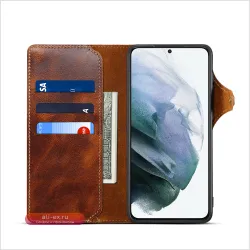 Чехол из натуральной кожи для Samsung Galaxy S25 S24 S23 Ultra S22 S21 S20 Plus Note 9 10 20 Ultra с карманом для карт, кошелек из воловьей кожи, мягкая обложка