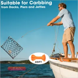 Краболовка Qualy складная с клеткой для наживки, нейлоновая сеть с веревкой и клипсой