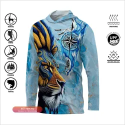 Мужская эластичная футболка для рыбалки с длинным рукавом, капюшоном и 3D-печатью