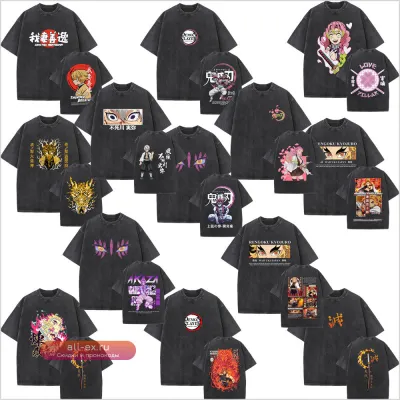 Футболка «Клинок, рассекающий демонов» оверсайз винтажная, хлопок