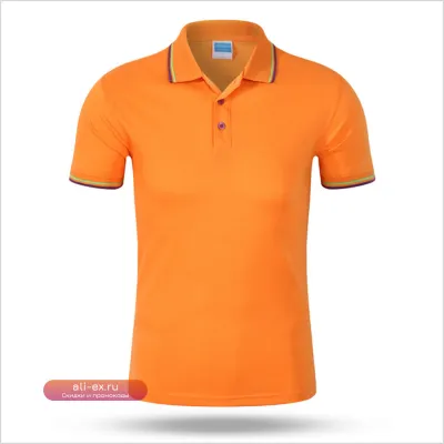 Футболка поло мужская однотонная с коротким рукавом (черный, оранжевый, другие цвета)