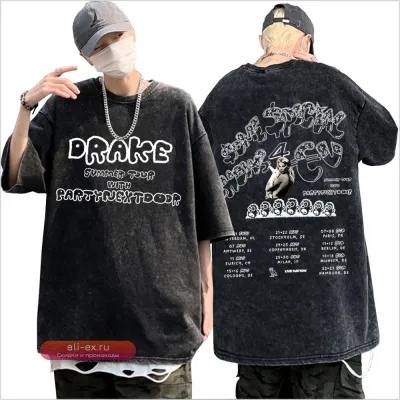 Футболка Drake Europe Tour 2025 Vintage Washed