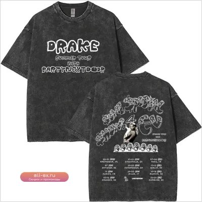 Футболка Drake Europe Tour 2025 Vintage Washed